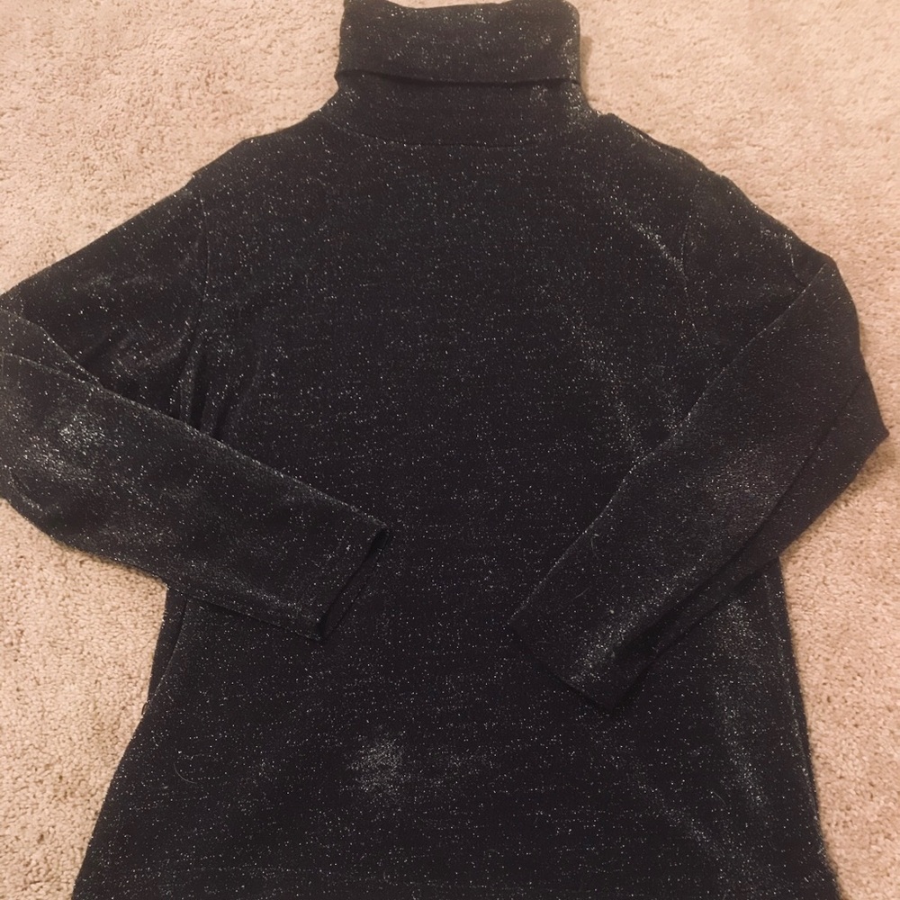 🔥1980s Glittery Black Turtleneck Long Sleeve